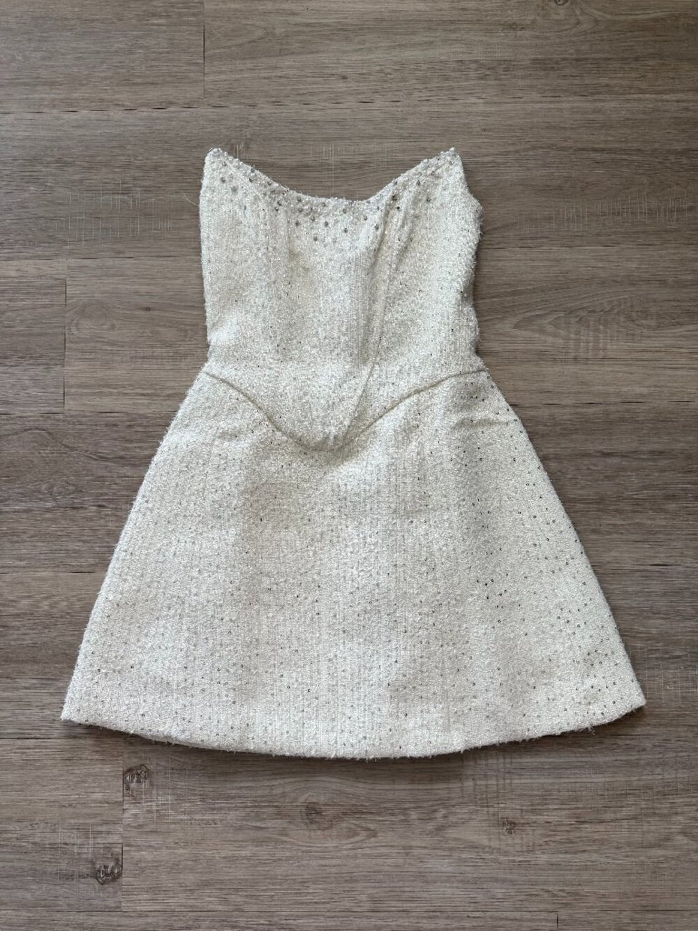 Never Worn Meshki White Mini Dress with Pearl Details
